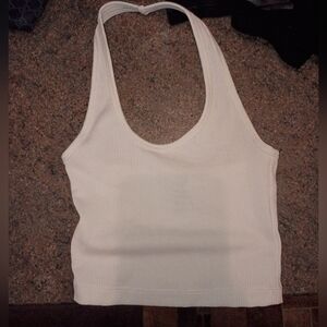 Divided White Halter Top/Crop Top Size XS